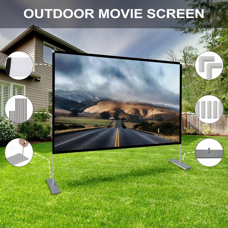SKERELL Outdoor Projector Screen with Stand : Portable Projection Screen for Outside Theater Home Backyard Movies 80 inch [SKLI-080] - Image 2